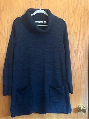 Women's Navy Cowl Neck Sweater with Front Pockets size XL